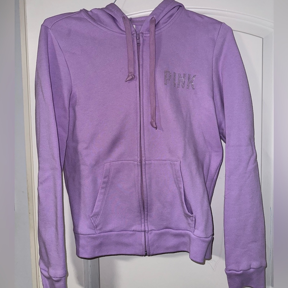Pink Rhinestone Zip Up Hoodie